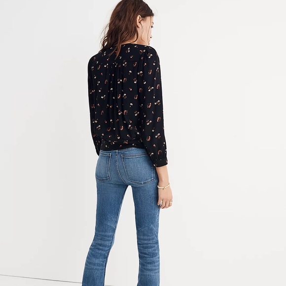 Madewell Women’s Flowy Long Sleeve Black Floral Blouse Top Size XS - Picture 12 of 12